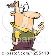Clipart Of A Caucasian Hesitant Man Holding Up A Finger Royalty Free Vector Illustration