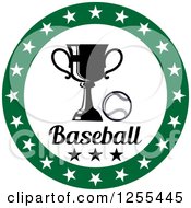 Poster, Art Print Of Green Circle Of Stars Around A Baseball Trophy And Text