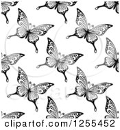 Poster, Art Print Of Seamless Black And White Butterfly Background Pattern 8