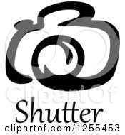 Clipart Of A Black And White Camera And Shutter Text Royalty Free Vector Illustration