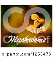 Clipart Of Mushrooms And Text Over Brown Blur Royalty Free Vector Illustration