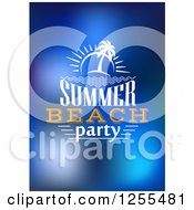Clipart Of A Tropical Island With Summer Beach Party Text On Blue Royalty Free Vector Illustration