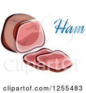 Clipart Of A Sliced Ham And Text Royalty Free Vector Illustration