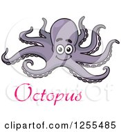 Clipart Of A Purple Octopus And Text Royalty Free Vector Illustration