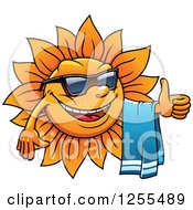 Happy Summer Sun Holding A Thumb Up And Towel