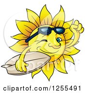 Poster, Art Print Of Happy Summer Sun Carrying A Surfboard
