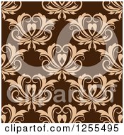 Poster, Art Print Of Seamless Brown Floral Heart Background