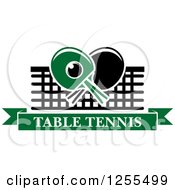 Clipart Of A Ping Pong Ball And Crossed Paddles With A Net And Table Tennis Text Banner Royalty Free Vector Illustration