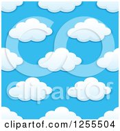 Poster, Art Print Of Seamless Pattern Background Of Puffy Clouds On Blue