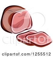 Clipart Of A Sliced Ham Royalty Free Vector Illustration