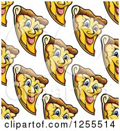 Clipart Of A Seamless Background Pattern Of Happy Pizza Slices Royalty Free Vector Illustration