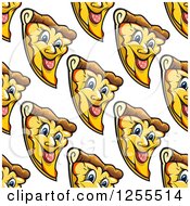 Poster, Art Print Of Seamless Background Pattern Of Happy Pizza Slices