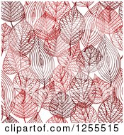 Seamless Pattern Background Of Red Skeleton Leaves
