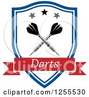 Clipart Of Darts In A Shield With A Text Banner Royalty Free Vector Illustration