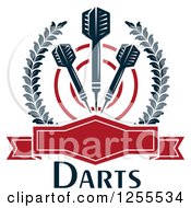 Poster, Art Print Of Darts And A Target In A Laurel Wreath With A Frame And Text