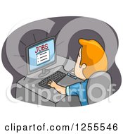 Poster, Art Print Of Blond White Man Searching For Jobs On The Internet