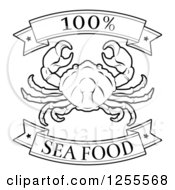 Poster, Art Print Of Black And White 100 Percent Seafood Food Banners And Crab