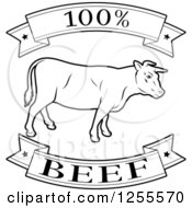 Poster, Art Print Of Black And White 100 Percent Beef Food Banners And Cow