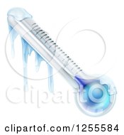 Clipart Of A 3d Frozen Thermometer With Winter Ice Royalty Free Vector Illustration