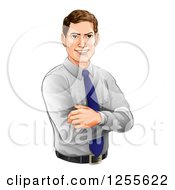 Happy Caucasian Businessman With Folded Arms
