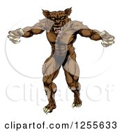 Poster, Art Print Of Muscular Wolf Man Attacking