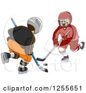 Poster, Art Print Of Two Boys Playing Ice Hockey