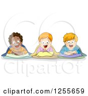 Poster, Art Print Of Happy White And Black Boys In Sleeping Bags At A Slumber Party