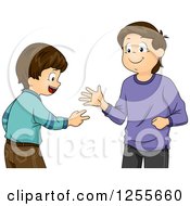 Poster, Art Print Of Brunette White Boys Playing Rock Paper Scissors