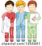 Three Boys Posing In Footie Pajamas