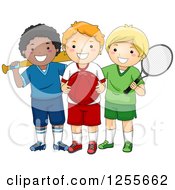 Poster, Art Print Of White And Black Boy With Different Sports Gear