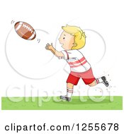 Poster, Art Print Of Blond White Boy Catching An American Football