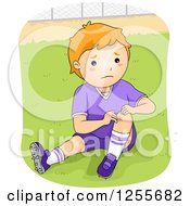 Poster, Art Print Of Caucasian Boy Showing A Knee Scrape From Playing Football
