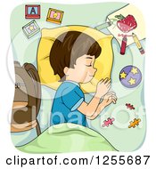 Poster, Art Print Of Brunette Caucasian Boy Napping With School Supplies