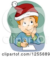 Poster, Art Print Of Red Haired White Boy Thinking About His Christmas List