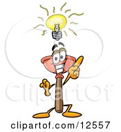 Clipart Picture Of A Sink Plunger Mascot Cartoon Character With A Bright Idea by Toons4Biz