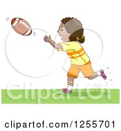 Poster, Art Print Of Sporty Black Girl Catching An American Football