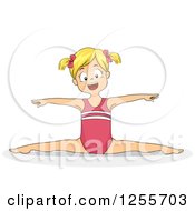 Clipart Of A Blond White Girl Doing The Splits In Gymnastics Royalty Free Vector Illustration