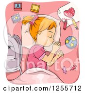 Clipart Of A Red Haired White School Girl Napping Royalty Free Vector Illustration