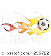 Poster, Art Print Of Soccer Ball With Red And Yellow Flames