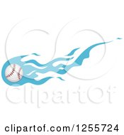 Poster, Art Print Of Baseball With Blue Flames