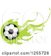 Poster, Art Print Of Soccer Ball With Green Flames