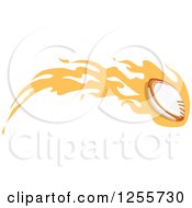 Clipart Of A Rugby Ball With Orange Flames Royalty Free Vector Illustration