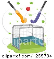 Field Hockey Goal Ball And Sticks