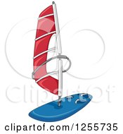 Sailboard With A Red Sail