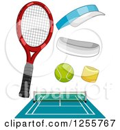 Poster, Art Print Of Tennis Court And Accessories