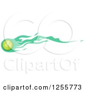 Poster, Art Print Of Tennis Ball With Green Flames