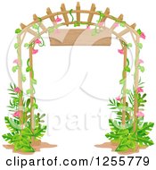 Poster, Art Print Of Garden Trellis With A Pink Floral Vine And Sign