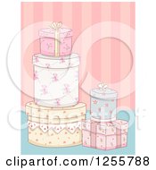 Poster, Art Print Of Floral Shabby Chic Gifts Over Stripes