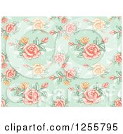 Vintage Seamless Green Rose Background Pattern