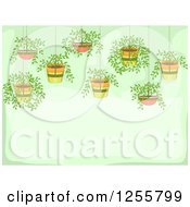 Poster, Art Print Of Green Background With Hanging Potted Plants